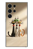 Le Balvo Samsung Galaxy S24 Ultra Uyumlu Neşeli Kedi Ailesi Baskılı Silikon Kılıf