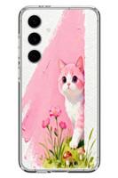 Le Balvo Samsung Galaxy S24 FE Uyumlu Pembeli Kedi Baskılı Silikon Kılıf