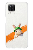 Le Balvo Samsung Galaxy A12 Uyumlu Yeşil Şapkalı Tavşan Baskılı Silikon Kılıf