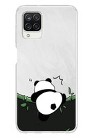 Le Balvo Samsung Galaxy A12 Uyumlu Bambuya Çıkan Panda Baskılı Silikon Kılıf