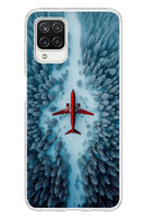Le Balvo Samsung Galaxy A12 Uyumlu Kış Ortasında Uçak Baskılı Silikon Kılıf
