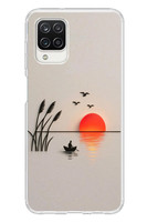 Le Balvo Samsung Galaxy A12 Uyumlu Gün Batımı Çizim Baskılı Silikon Kılıf
