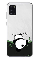 Le Balvo Samsung Galaxy A31 Uyumlu Bambuya Çıkan Panda Baskılı Silikon Kılıf