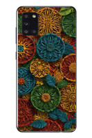 Le Balvo Samsung Galaxy A31 Uyumlu Hasır Örgü Çiçekler Baskılı Silikon Kılıf