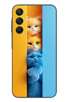 Le Balvo Samsung Galaxy A25 Uyumlu Mavi Sarı Kediler Baskılı Silikon Kılıf