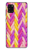 Le Balvo Samsung Galaxy A31 Uyumlu Mor Sarı Örgü Baskılı Silikon Kılıf