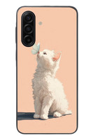 Le Balvo Samsung Galaxy A17 Uyumlu Beyaz Kelebekli Kedi Baskılı Silikon Kılıf