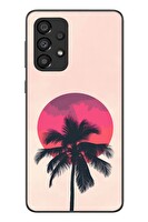 Le Balvo Samsung Galaxy A33 Uyumlu Palmiye Kırmızı Ay Baskılı Silikon Kılıf
