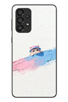 Le Balvo Samsung Galaxy A33 Uyumlu Pembe Mavi Kedi Baskılı Silikon Kılıf