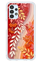 Le Balvo Samsung Galaxy A13 Uyumlu Kırmızı Beyaz İğdeler Baskılı Silikon Kılıf