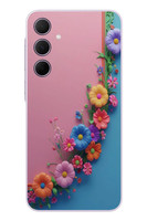 Le Balvo Samsung Galaxy A35 Uyumlu Pembe Mavi Sarmaşık Baskılı Silikon Kılıf
