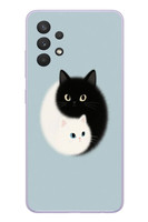Le Balvo Samsung Galaxy A32 Uyumlu Yin Yang Kediler Baskılı Silikon Kılıf