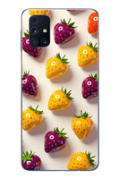 Le Balvo Samsung Galaxy M31s Uyumlu Sarı Kırmızı Çilekler Baskılı Silikon Kılıf