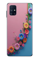 Le Balvo Samsung Galaxy M51 Uyumlu Pembe Mavi Sarmaşık Baskılı Silikon Kılıf