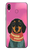 Le Balvo Samsung Galaxy M20 Uyumlu Sevimli Siyah Köpek Baskılı Silikon Kılıf