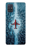 Le Balvo Samsung Galaxy A51 Uyumlu Kış Ortasında Uçak Baskılı Silikon Kılıf