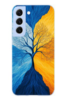 Le Balvo Samsung Galaxy S22 Uyumlu Sarı Mavi Ağaç Baskılı Silikon Kılıf