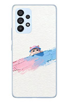 Le Balvo Samsung Galaxy A53 Uyumlu Pembe Mavi Kedi Baskılı Silikon Kılıf