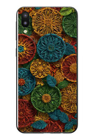 Le Balvo Samsung Galaxy M20 Uyumlu Hasır Örgü Çiçekler Baskılı Silikon Kılıf