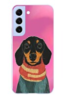Le Balvo Samsung Galaxy S22 Uyumlu Sevimli Siyah Köpek Baskılı Silikon Kılıf