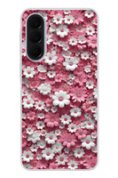 Le Balvo Samsung Galaxy A37 Uyumlu Beyaz Pembe Papatyalar Baskılı Silikon Kılıf