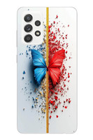 Le Balvo Samsung Galaxy A52 Uyumlu Kırmızı Mavi Kelebek Baskılı Silikon Kılıf