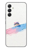 Le Balvo Samsung Galaxy A54 Uyumlu Pembe Mavi Kedi Baskılı Silikon Kılıf
