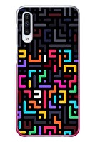 Le Balvo Samsung Galaxy A50 Uyumlu Renkli Karışık Çizgiler Baskılı Silikon Kılıf