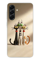 Le Balvo Samsung Galaxy A56 Uyumlu Neşeli Kedi Ailesi Baskılı Silikon Kılıf
