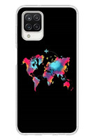 Le Balvo Samsung Galaxy A12 Uyumlu Dünya Renkli Haritası Baskılı Silikon Kılıf
