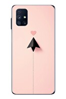 Le Balvo Samsung Galaxy M51 Uyumlu Kalp Siyah Uçak Baskılı Silikon Kılıf