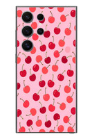Le Balvo Samsung Galaxy S24 Ultra Uyumlu Pembe Kirazlar Baskılı Silikon Kılıf