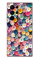 Le Balvo Samsung Galaxy S22 Ultra Uyumlu Pastel Çiçekler Baskılı Silikon Kılıf