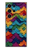 Le Balvo Samsung Galaxy S24 Ultra Uyumlu Renkli Örgüler Baskılı Silikon Kılıf