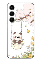 Le Balvo Samsung Galaxy S24 Uyumlu Sallanan Panda Baskılı Silikon Kılıf