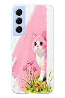Le Balvo Samsung Galaxy S22 Uyumlu Pembeli Kedi Baskılı Silikon Kılıf