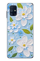 Le Balvo Samsung Galaxy M51 Uyumlu Mavi Papatyalar Baskılı Silikon Kılıf