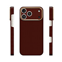 Başkenttekno iPhone 18 Pro Max Uyumlu 400D M-Safe Şarj Özellikli Kılıf Premium Paris Zerre Sert PC Kapak Bordo