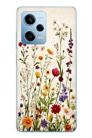 Le Balvo Redmi Note 12 Pro 5G Uyumlu Zarif Çiçekler Baskılı Silikon Kılıf