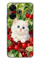 Le Balvo Redmi 13 Uyumlu Kirazlı Kedi Baskılı Silikon Kılıf