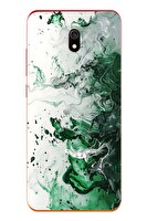 Le Balvo Redmi 8A Uyumlu Yeşil Beyaz Dalgalar Baskılı Silikon Kılıf