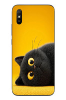 Le Balvo Redmi 9A Uyumlu Yan Bakan Siyah Kedi Baskılı Silikon Kılıf