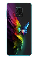 Le Balvo Redmi Note 9s Uyumlu Gökkuşağı Kelebeği Baskılı Silikon Kılıf