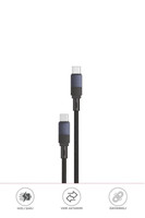 Başkenttekno U18 Type-C to Type-C Örgü 60W Şarj Kablosu Lacivert