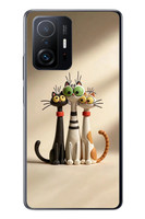 Le Balvo Xiaomi Mi 11 T-11 T Pro Uyumlu Neşeli Kedi Ailesi Baskılı Silikon Kılıf