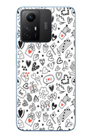 Le Balvo Redmi Note 12S Uyumlu Retro Kalp Karışık Baskılı Silikon Kılıf