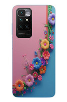 Le Balvo Redmi 10 2022 Uyumlu Pembe Mavi Sarmaşık Baskılı Silikon Kılıf