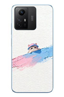 Le Balvo Redmi Note 12S Uyumlu Pembe Mavi Kedi Baskılı Silikon Kılıf