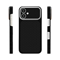 Başkenttekno iPhone 16 Uyumlu Magsafe Destekli iPhone 18 Pro Max Görünümlü Karbon Fiber Görünümlü Dokulu Nexel Siyah 