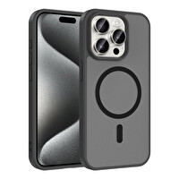 Başkenttekno iPhone 15 Pro Kılıf Mat Magsafe Şarj Hassas Butonlu Renkli Yumuşak Kenarlı Premium Babet Kapak Siyah 